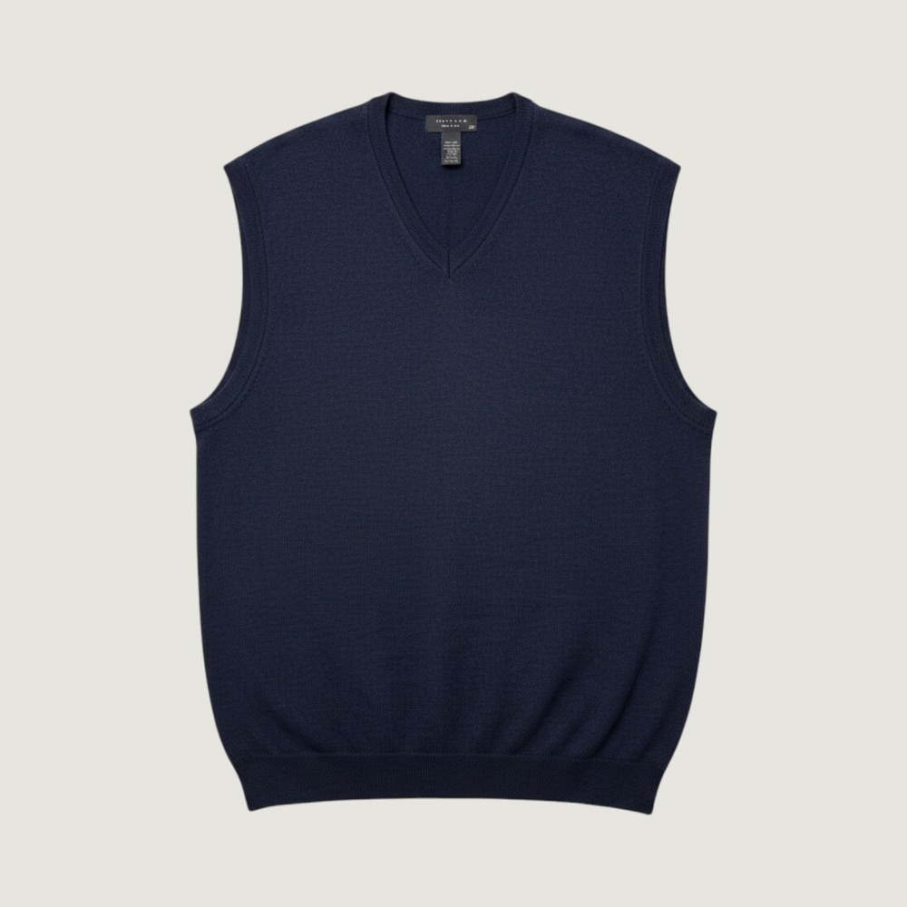 Toscano 100% Merino Wool Made in Italy Mens XXL Navy Blue V-Neck Sweater Vest